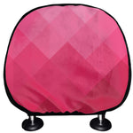 Pink Geometric Square Pattern Print Car Headrest Covers