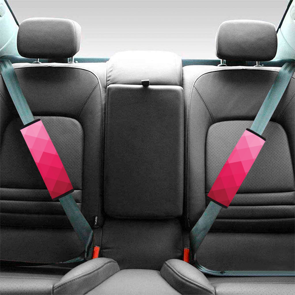Pink Geometric Square Pattern Print Car Seat Belt Covers