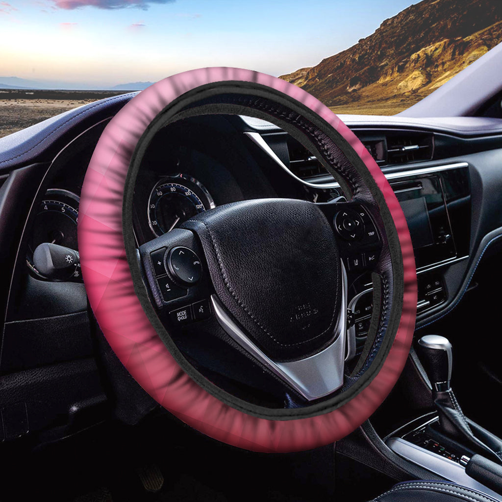 Pink Geometric Square Pattern Print Car Steering Wheel Cover
