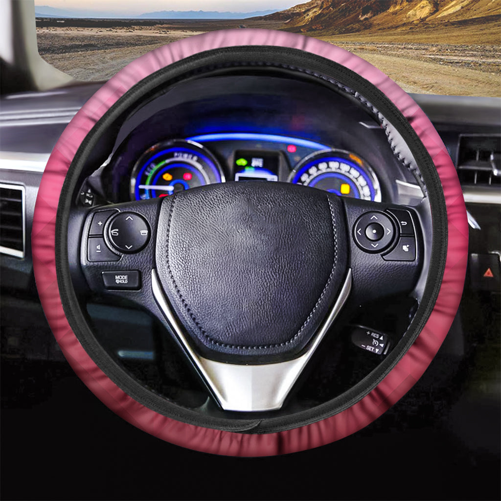 Pink Geometric Square Pattern Print Car Steering Wheel Cover