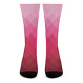 Pink Geometric Square Pattern Print Crew Socks