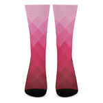 Pink Geometric Square Pattern Print Crew Socks