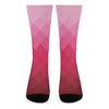 Pink Geometric Square Pattern Print Crew Socks