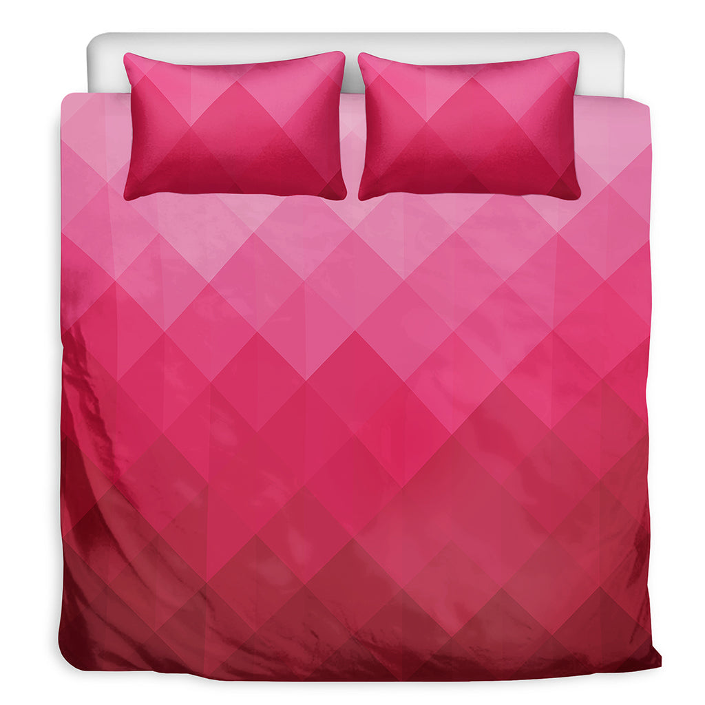 Pink Geometric Square Pattern Print Duvet Cover Bedding Set