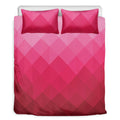 Pink Geometric Square Pattern Print Duvet Cover Bedding Set