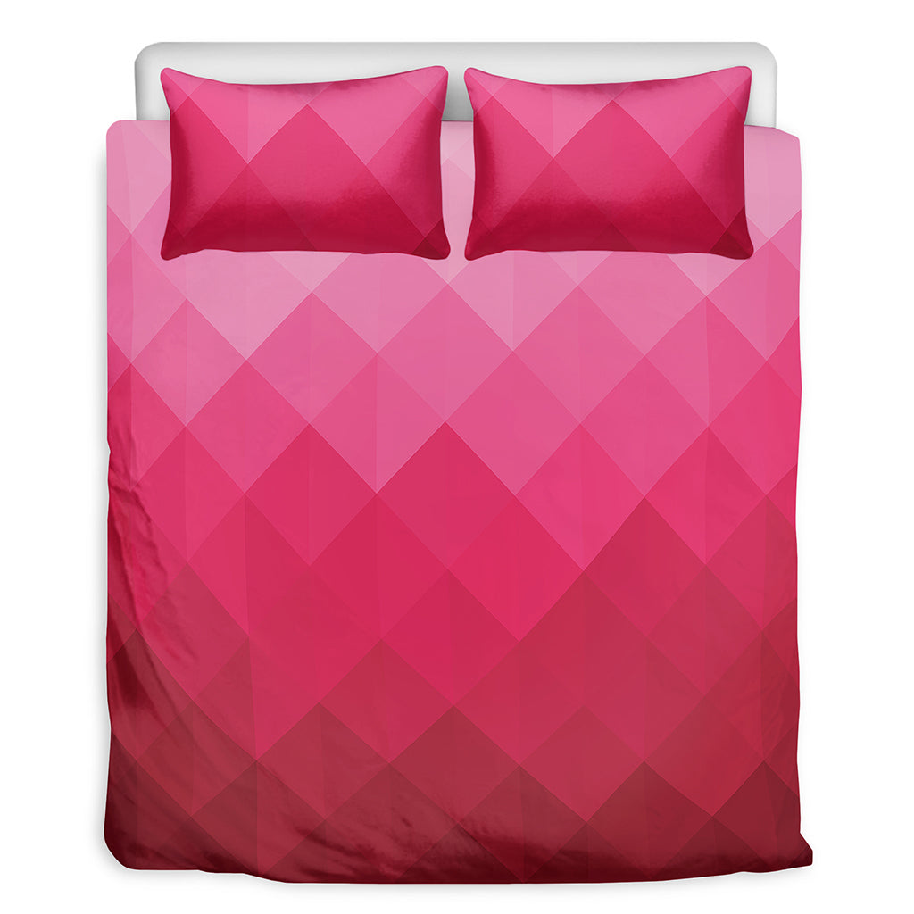 Pink Geometric Square Pattern Print Duvet Cover Bedding Set