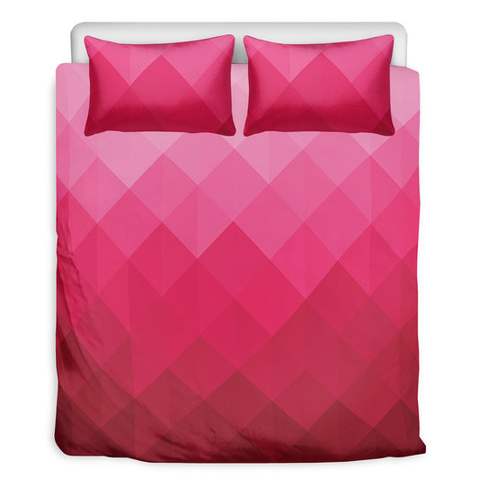 Pink Geometric Square Pattern Print Duvet Cover Bedding Set