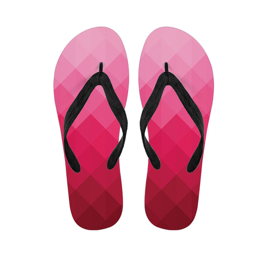 Pink Geometric Square Pattern Print Flip Flops