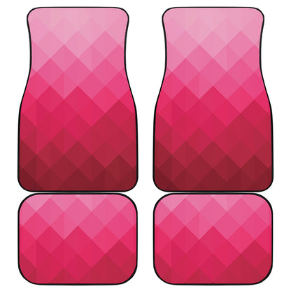 Pink Geometric Square Pattern Print Front and Back Car Floor Mats