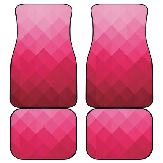 Pink Geometric Square Pattern Print Front and Back Car Floor Mats