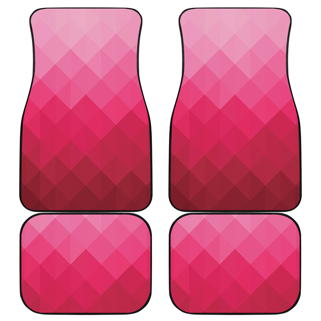 Pink Geometric Square Pattern Print Front and Back Car Floor Mats