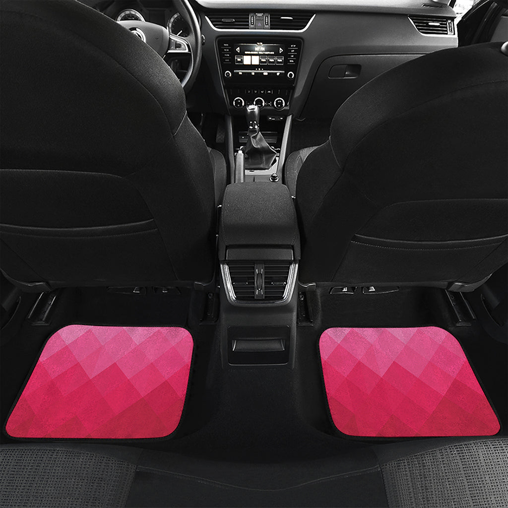 Pink Geometric Square Pattern Print Front and Back Car Floor Mats