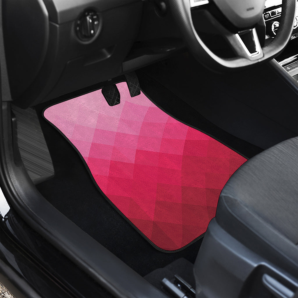 Pink Geometric Square Pattern Print Front and Back Car Floor Mats