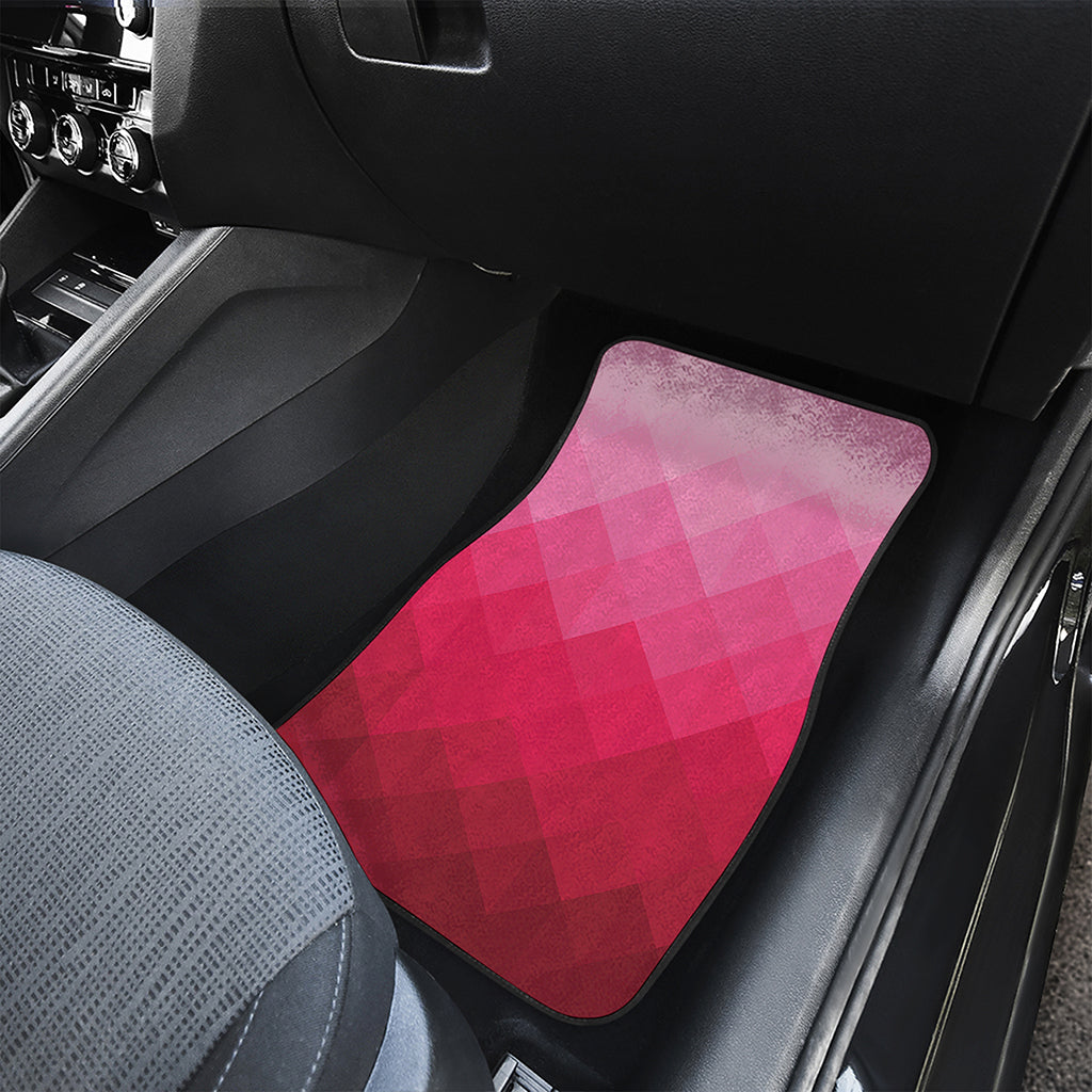 Pink Geometric Square Pattern Print Front and Back Car Floor Mats