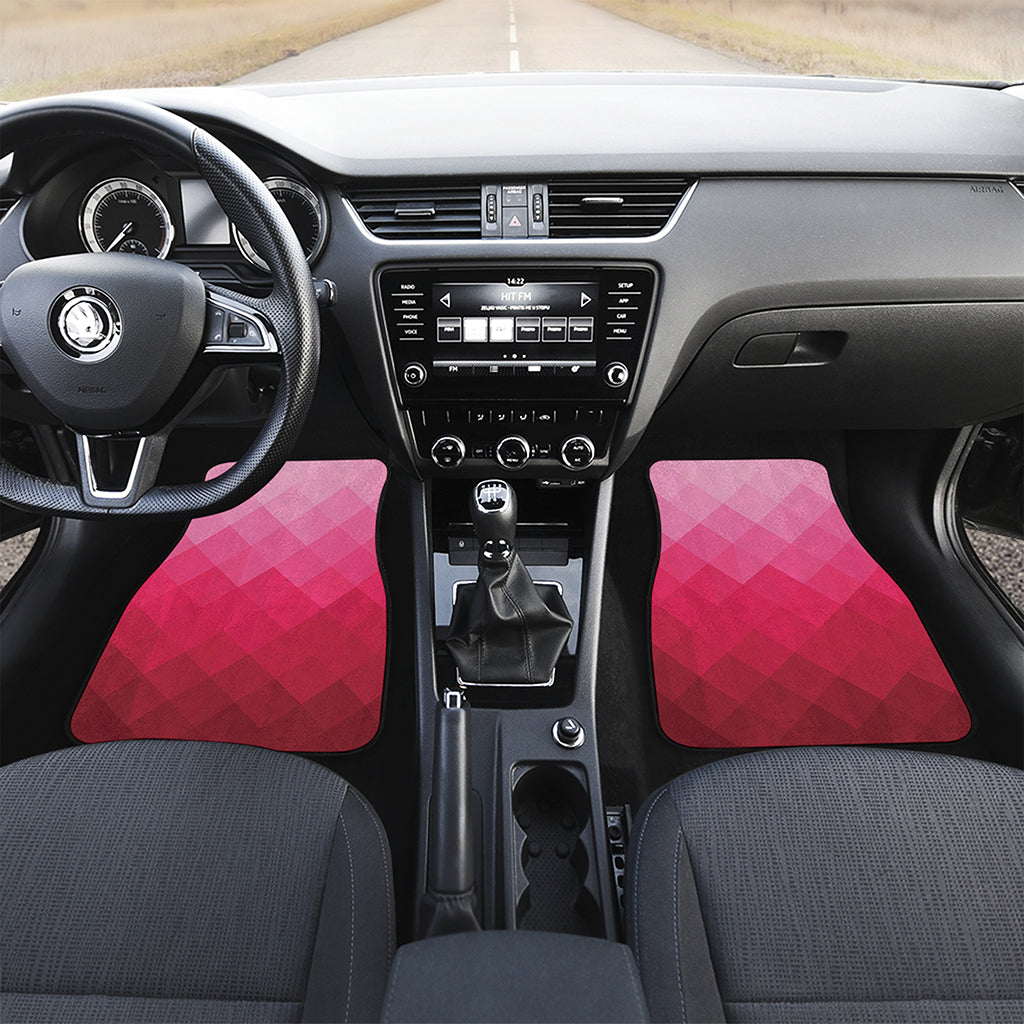 Pink Geometric Square Pattern Print Front Car Floor Mats