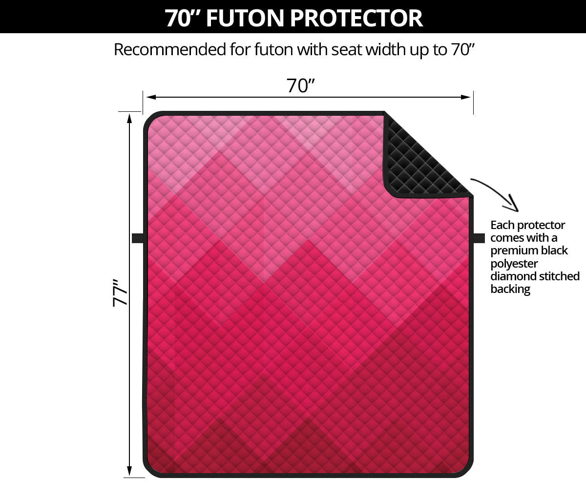 Pink Geometric Square Pattern Print Futon Protector