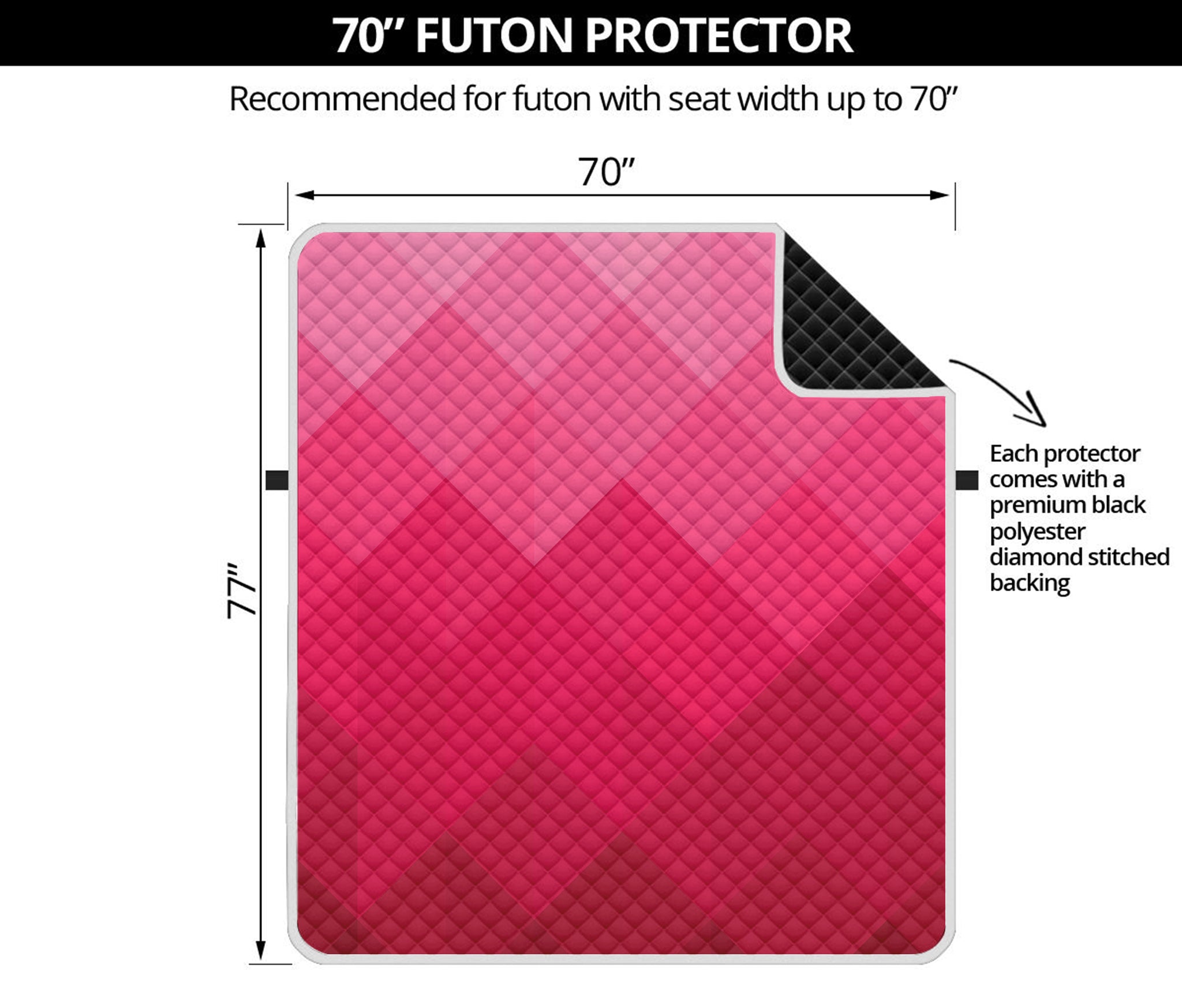 Pink Geometric Square Pattern Print Futon Protector