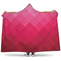 Pink Geometric Square Pattern Print Hooded Blanket