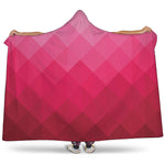 Pink Geometric Square Pattern Print Hooded Blanket