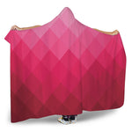 Pink Geometric Square Pattern Print Hooded Blanket