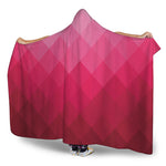 Pink Geometric Square Pattern Print Hooded Blanket