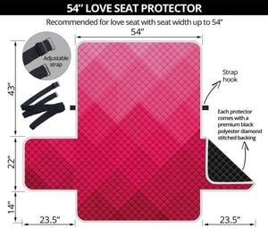 Pink Geometric Square Pattern Print Loveseat Protector