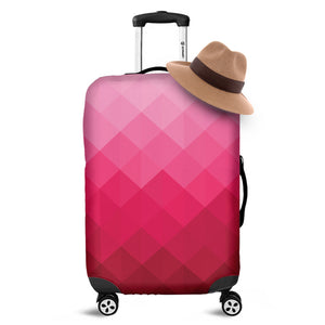 Pink Geometric Square Pattern Print Luggage Cover