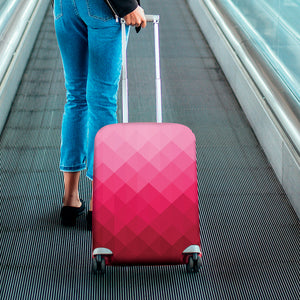 Pink Geometric Square Pattern Print Luggage Cover