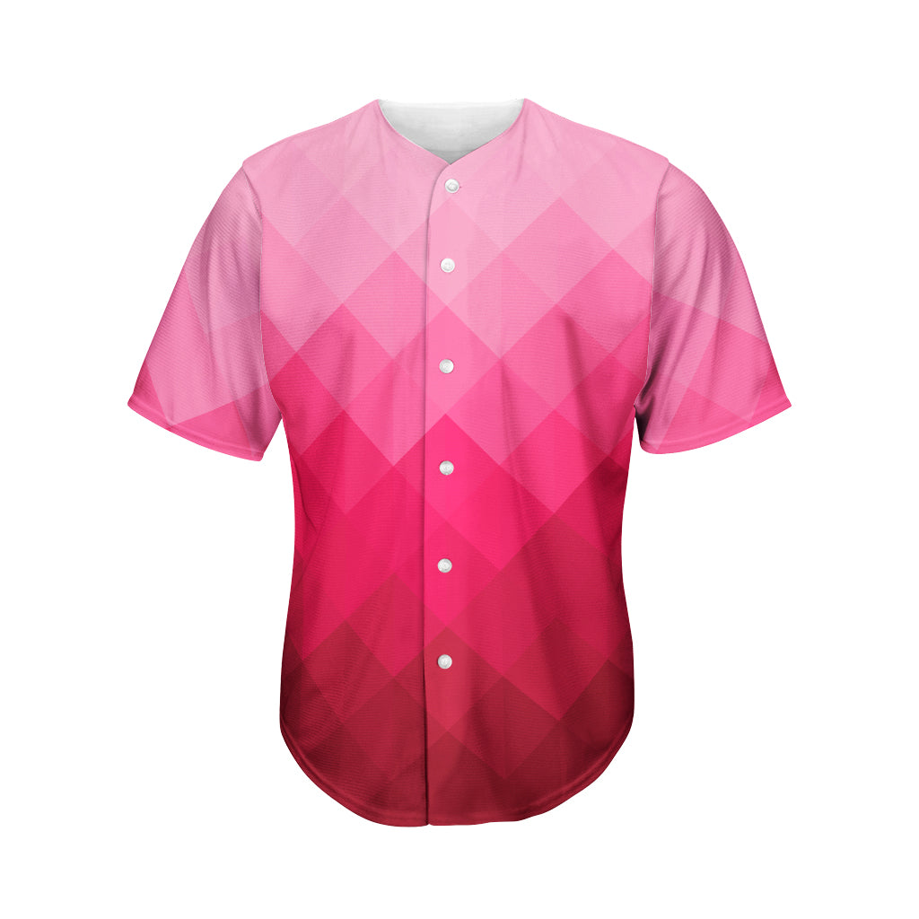 Pink Geometric Square Pattern Print Men's Baseball Jersey