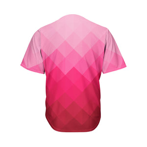 Pink Geometric Square Pattern Print Men's Baseball Jersey