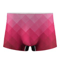Pink Geometric Square Pattern Print Men's Boxer Briefs