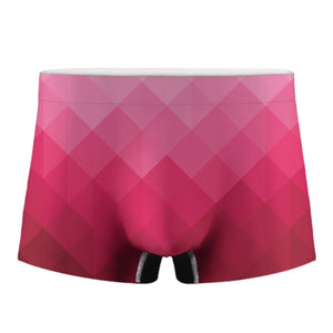 Pink Geometric Square Pattern Print Men's Boxer Briefs