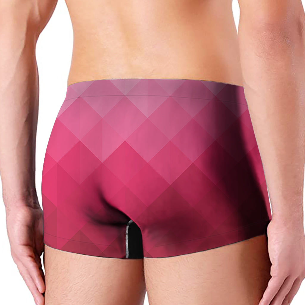 Pink Geometric Square Pattern Print Men's Boxer Briefs