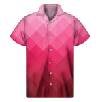 Pink Geometric Square Pattern Print Men's Short Sleeve Shirt