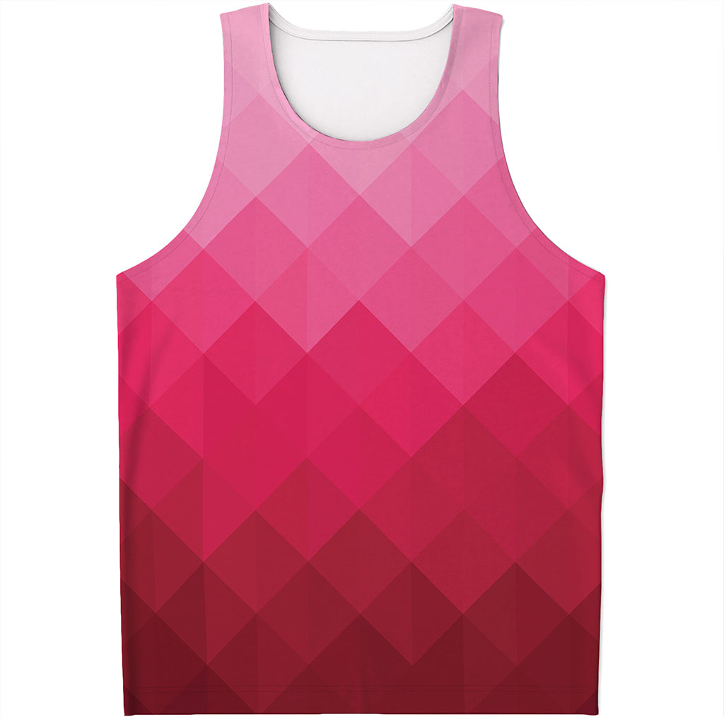 Pink Geometric Square Pattern Print Men's Tank Top