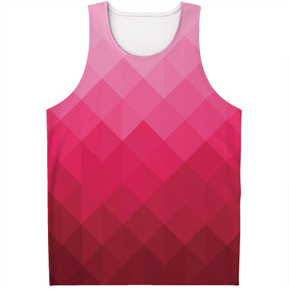 Pink Geometric Square Pattern Print Men's Tank Top