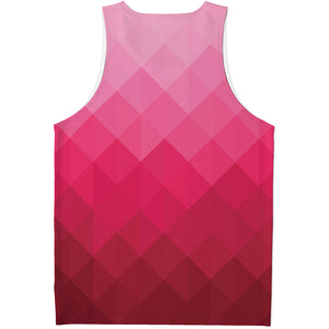 Pink Geometric Square Pattern Print Men's Tank Top