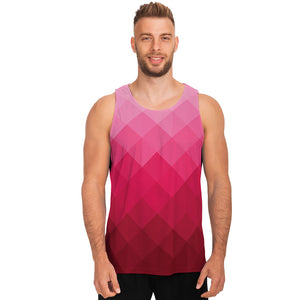 Pink Geometric Square Pattern Print Men's Tank Top