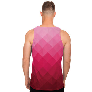 Pink Geometric Square Pattern Print Men's Tank Top