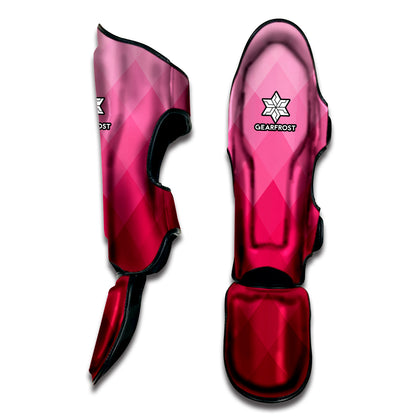 Pink Geometric Square Pattern Print Muay Thai Shin Guard