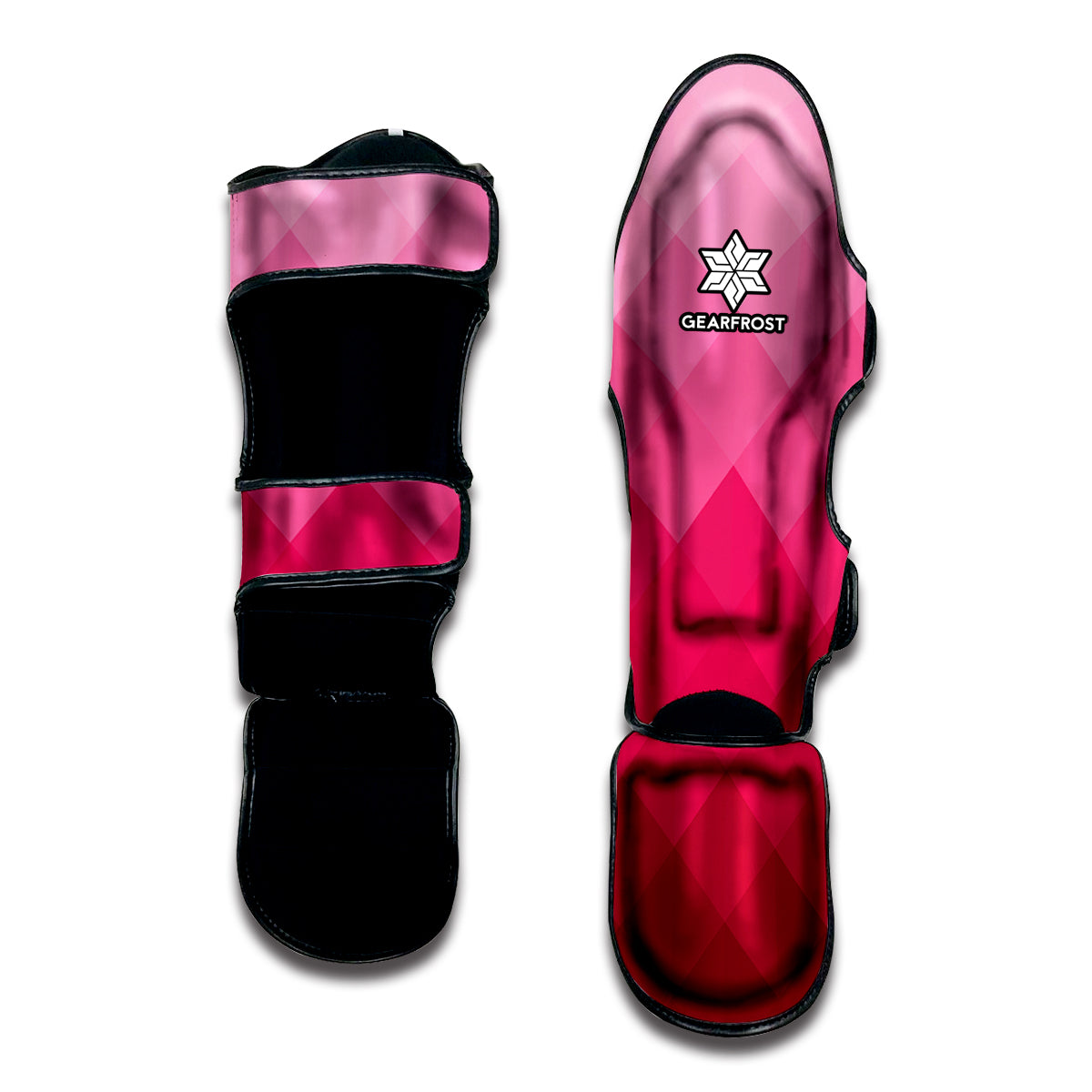 Pink Geometric Square Pattern Print Muay Thai Shin Guard