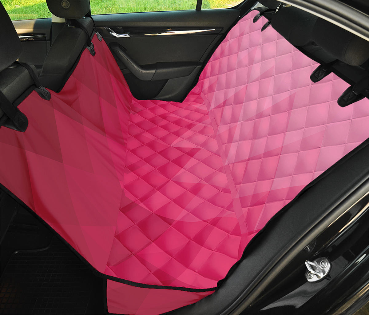 Pink Geometric Square Pattern Print Pet Car Back Seat Cover