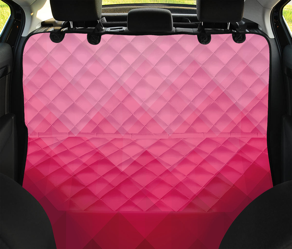 Pink Geometric Square Pattern Print Pet Car Back Seat Cover