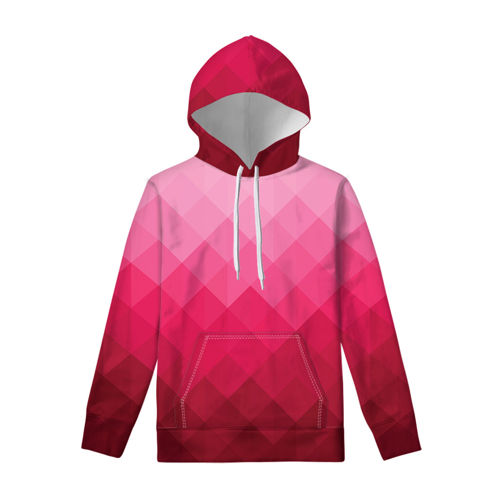 Pink Geometric Square Pattern Print Pullover Hoodie