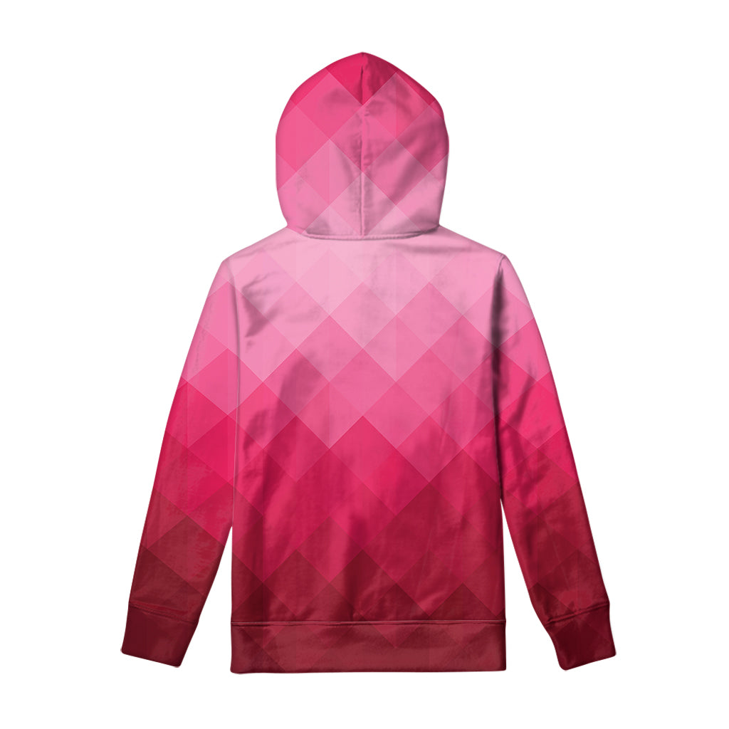 Pink Geometric Square Pattern Print Pullover Hoodie