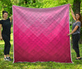 Pink Geometric Square Pattern Print Quilt