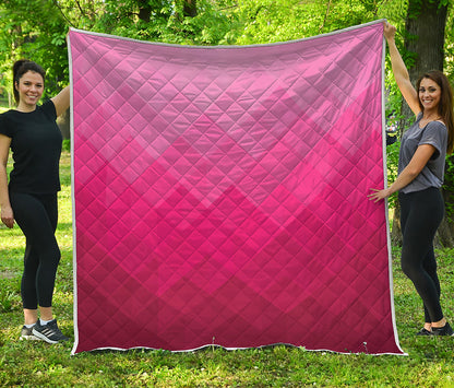 Pink Geometric Square Pattern Print Quilt
