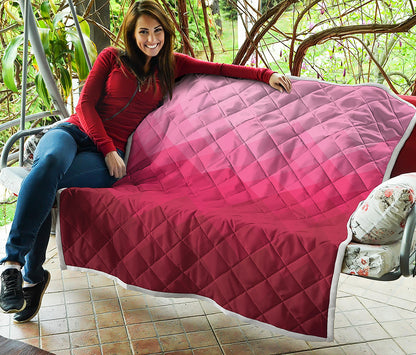 Pink Geometric Square Pattern Print Quilt