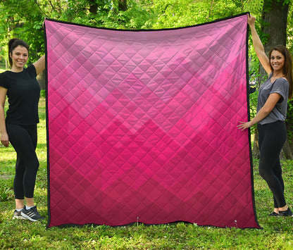 Pink Geometric Square Pattern Print Quilt