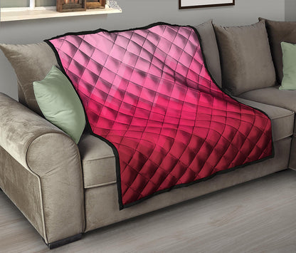 Pink Geometric Square Pattern Print Quilt